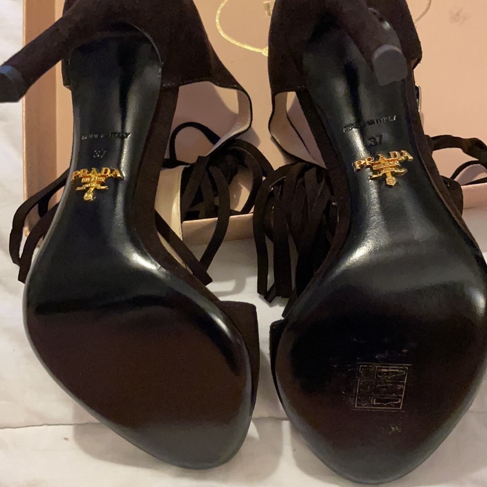 PRADA CALZATURE DONNA CAMOSCIO MORO 37 - Picture 11 of 13